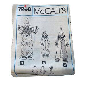 McCalls 7230 Vintage Clown Costume Size Large Sewing Pattern For Adults UNCUT
